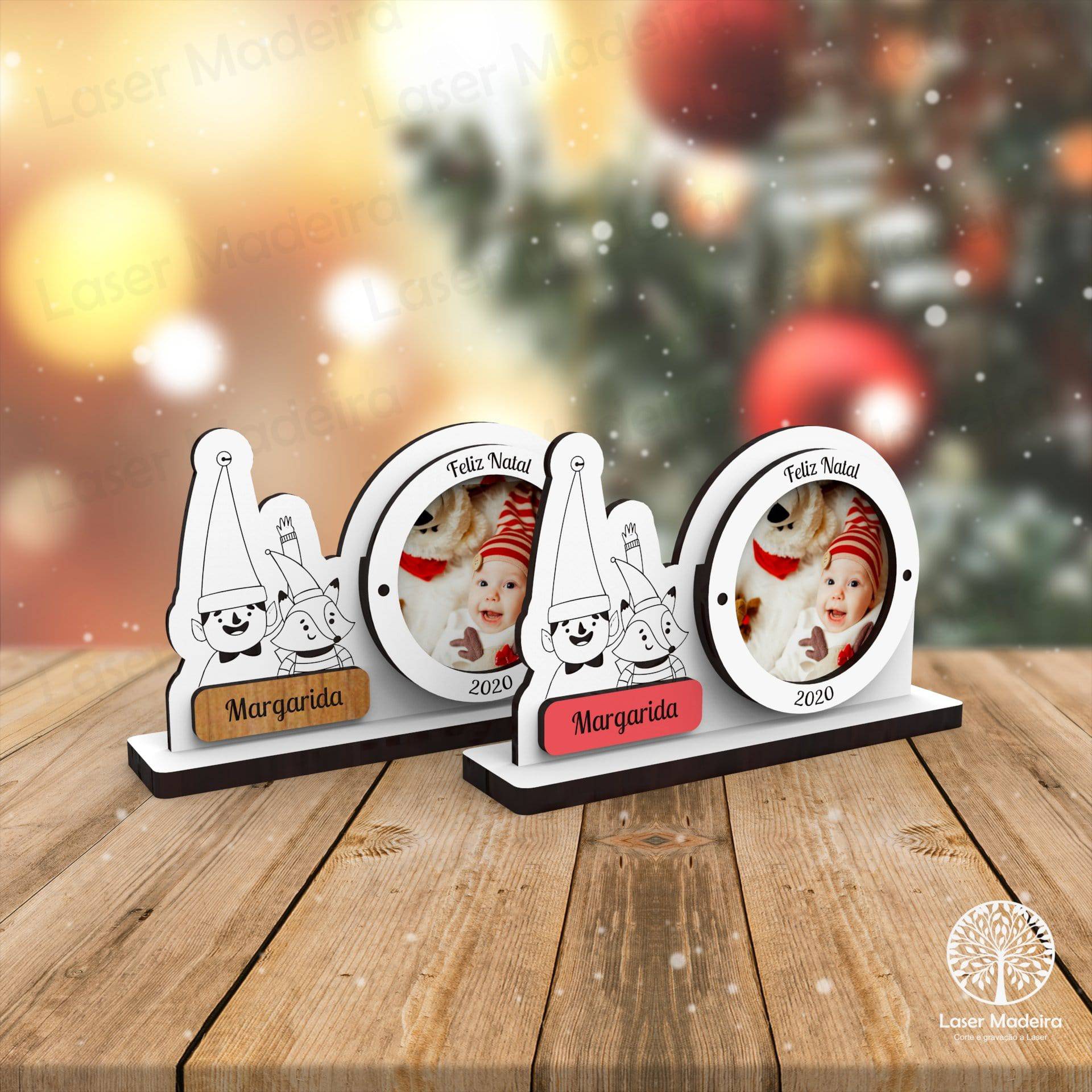 Mini-Moldura Natal - Ajudantes Pai Natal - Laser Madeira